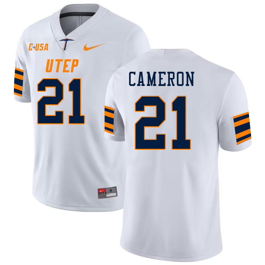 Men-Youth #21 Stefan Cameron UTEP Miners 2023 College Football Jerseys Stitched-White